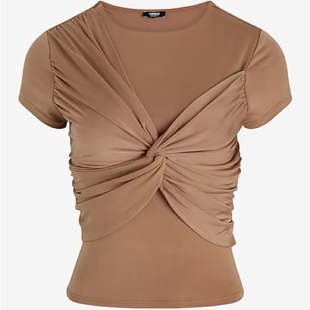 Express Body Contour Compression Crew Neck Twist Front Tee | Size Small